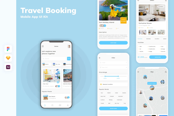 Travel Booking Mobile App UI Kit